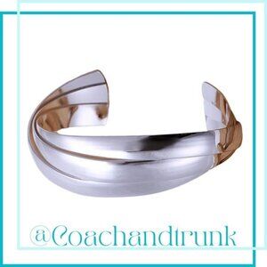 Sterling Silver Hallmark Art Nouveau Style Semi Adjustable Cuff Bracelet NWT